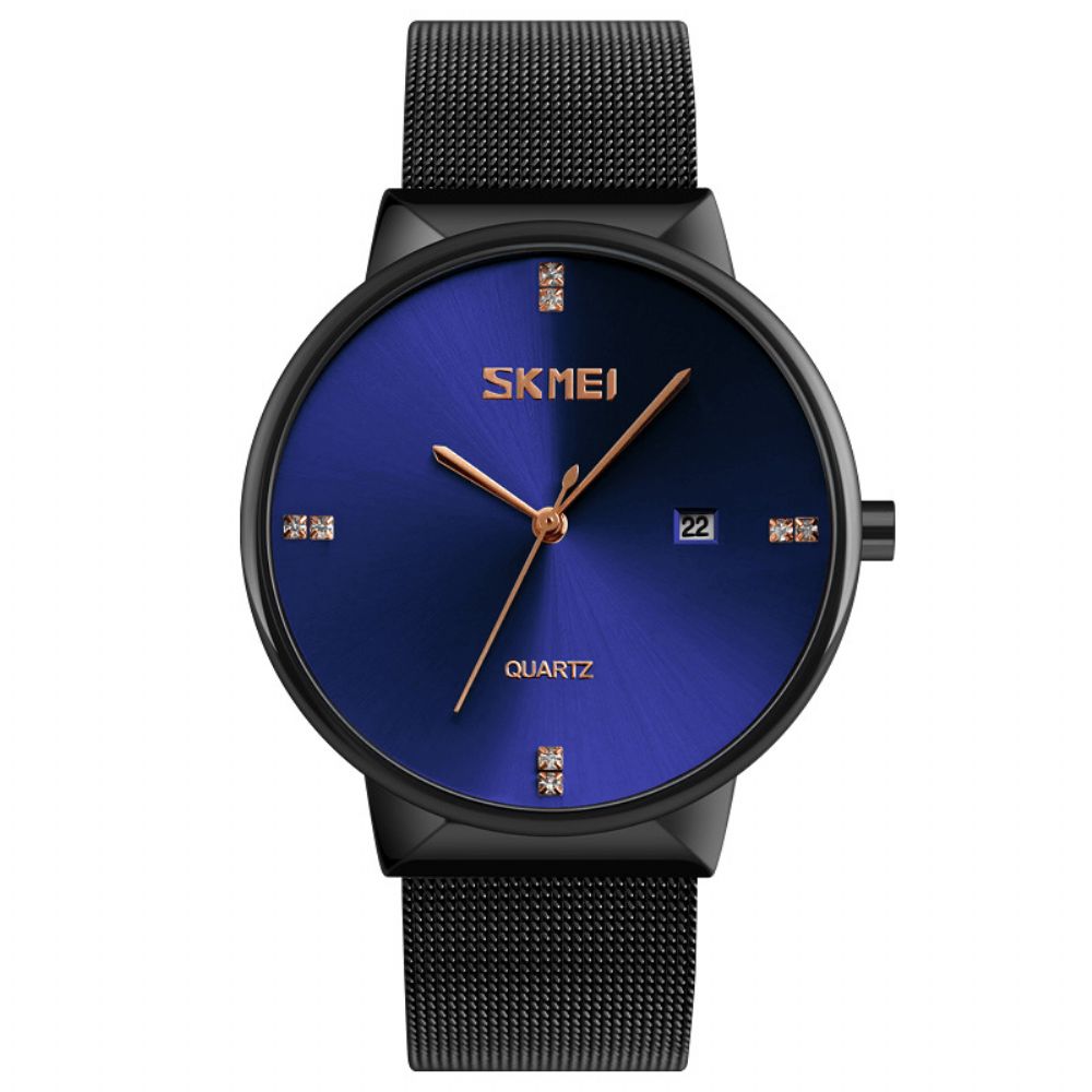 Skmei 9164 Ultradunne Roestvrijstalen Mesh Band Heren Quartz Horloge