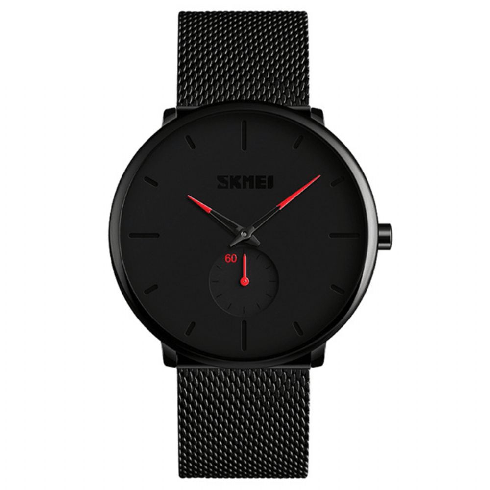 Skmei 9185 Ultradunne Eenvoudige Casual Stijl Heren Polshorloge Mesh Roestvrij Stalen Band Quartz Horloge