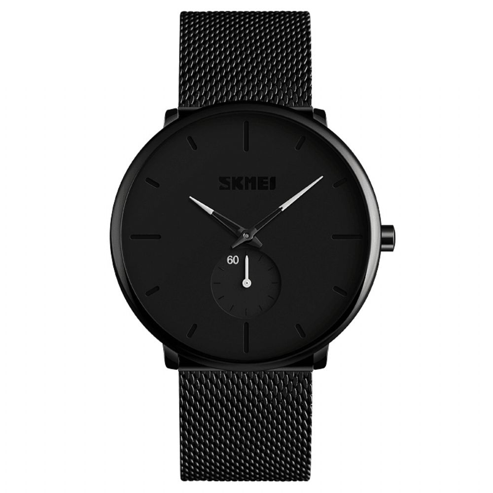 Skmei 9185 Ultradunne Eenvoudige Casual Stijl Heren Polshorloge Mesh Roestvrij Stalen Band Quartz Horloge