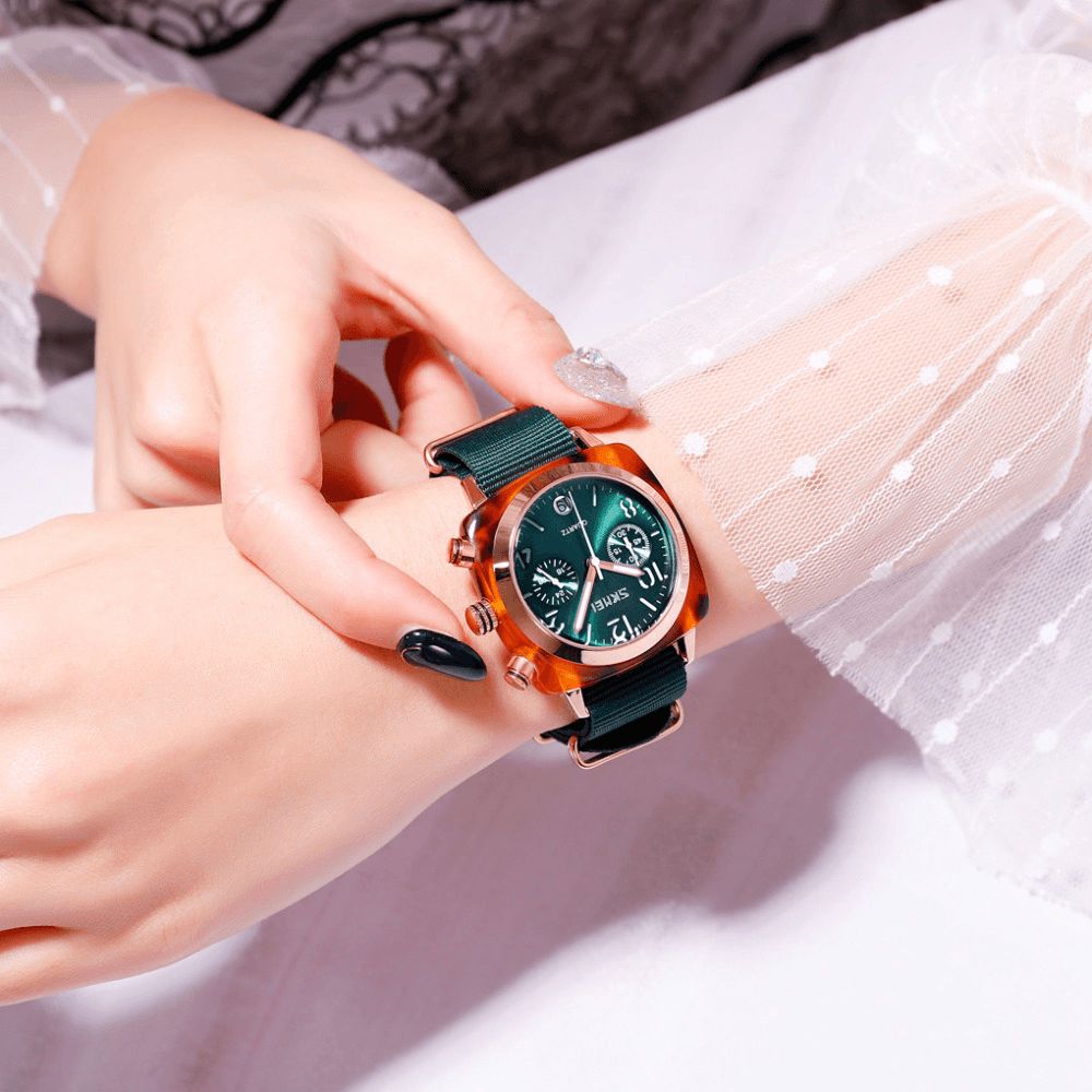 Skmei 9186 Uniek Ontwerp Multi-Dial Lichtgevende Waterdichte Dames Polshorloge Quartz Horloge