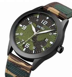 Skmei Elegant Herenhorloge Lichtgevende Wijzer Camouflage Nylon Band 3Atm Waterdicht Heren Automatisch Mechanisch Horloge