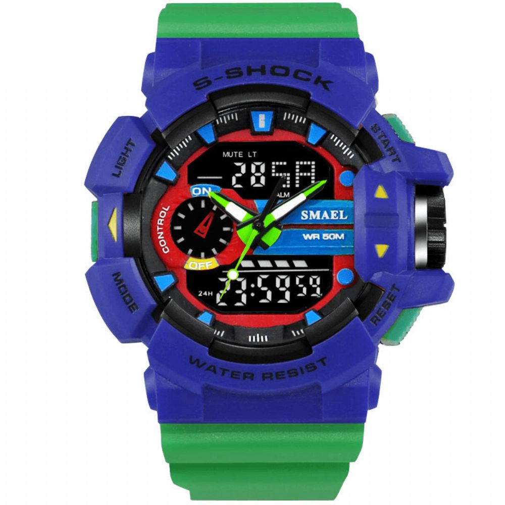 Smael 1436 Militaire Stijl Led Digitaal Horloge Display Tijd Datum Sport Polshorloge