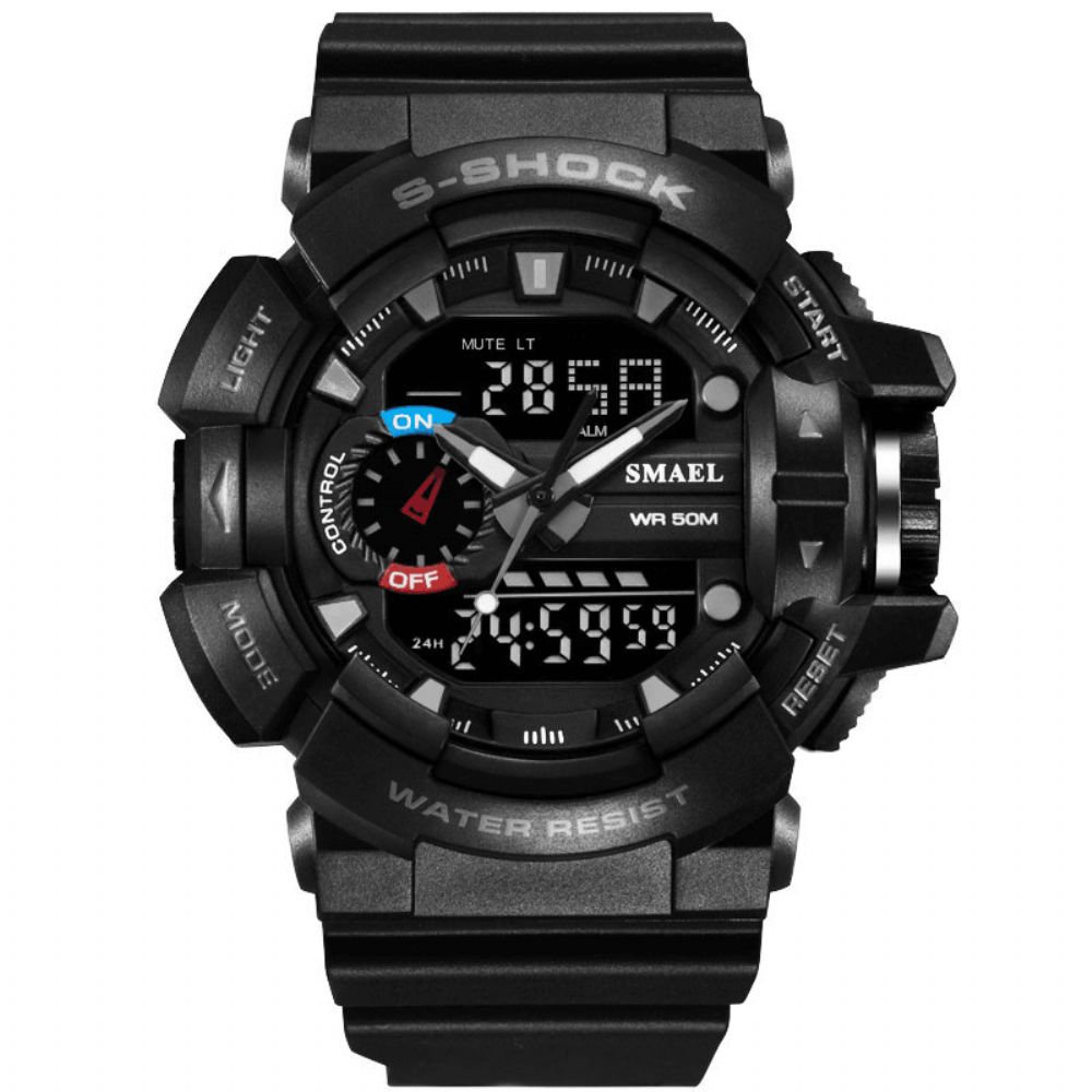 Smael 1436 Militaire Stijl Led Digitaal Horloge Display Tijd Datum Sport Polshorloge