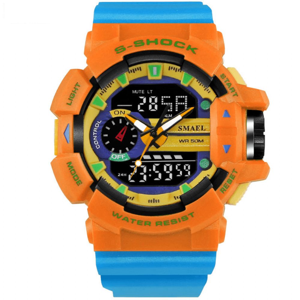 Smael 1436 Militaire Stijl Led Digitaal Horloge Display Tijd Datum Sport Polshorloge