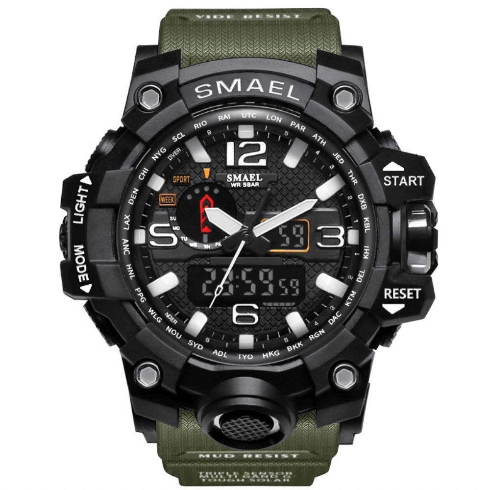 Smael 1545 Digitale Horlogeband Dual Display Waterdicht Sport Analoog Quartz Horloge