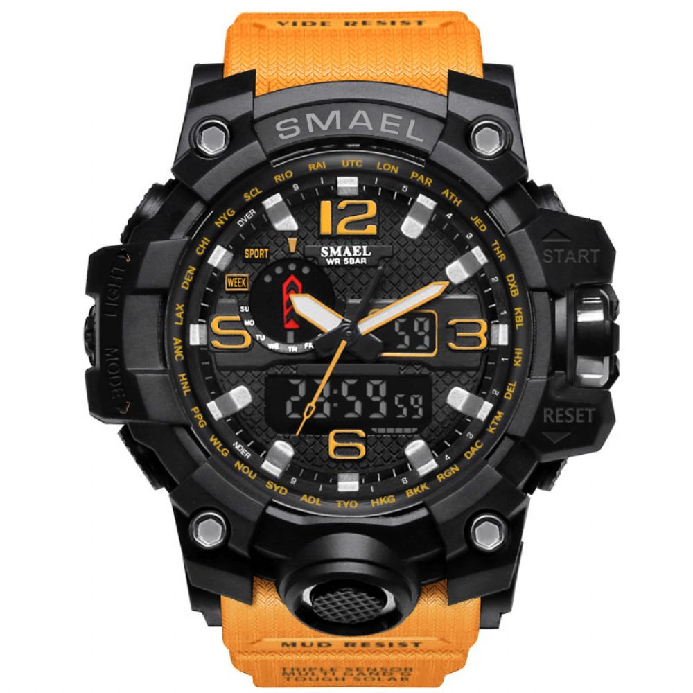 Smael 1545 Digitale Horlogeband Dual Display Waterdicht Sport Analoog Quartz Horloge