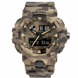 Smael 8001 Digitaal Horloge Camouflage Militray Dual Display Heren Sport Outdoor Polshorloge