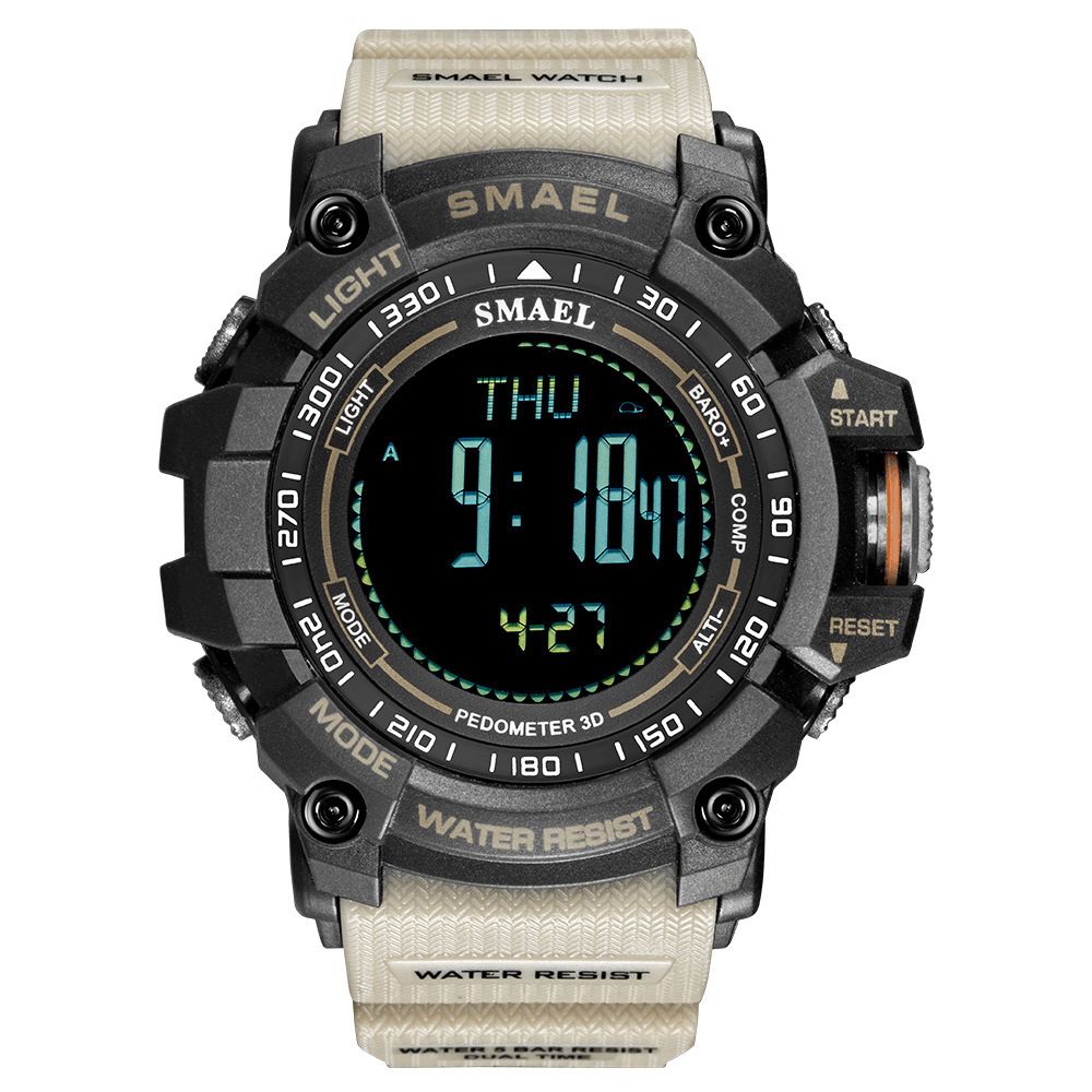 Smael 8020 Sport Herenhorloge Lichtgevende Datum Weekweergave Kompas Wekker Digitaal Buitenhorloge