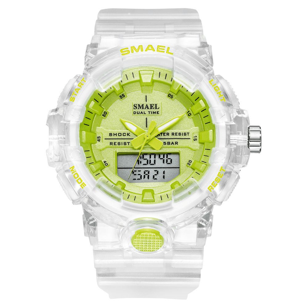 Smael 8025 Sport Heren Digitaal Horloge Dual Time Datum Week Display Chronograaf 5Atm Waterdicht Outdoor Dual Display Horloge