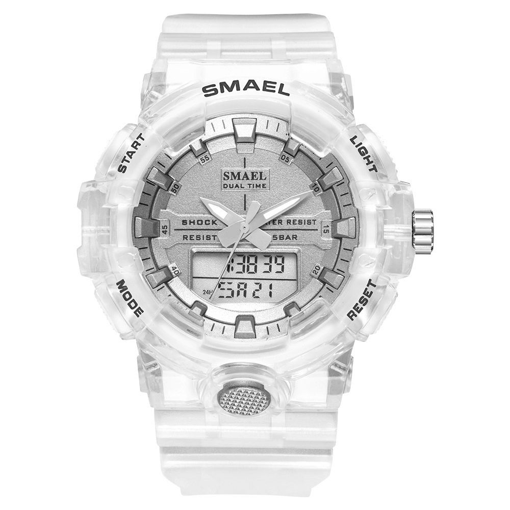 Smael 8025 Sport Heren Digitaal Horloge Dual Time Datum Week Display Chronograaf 5Atm Waterdicht Outdoor Dual Display Horloge