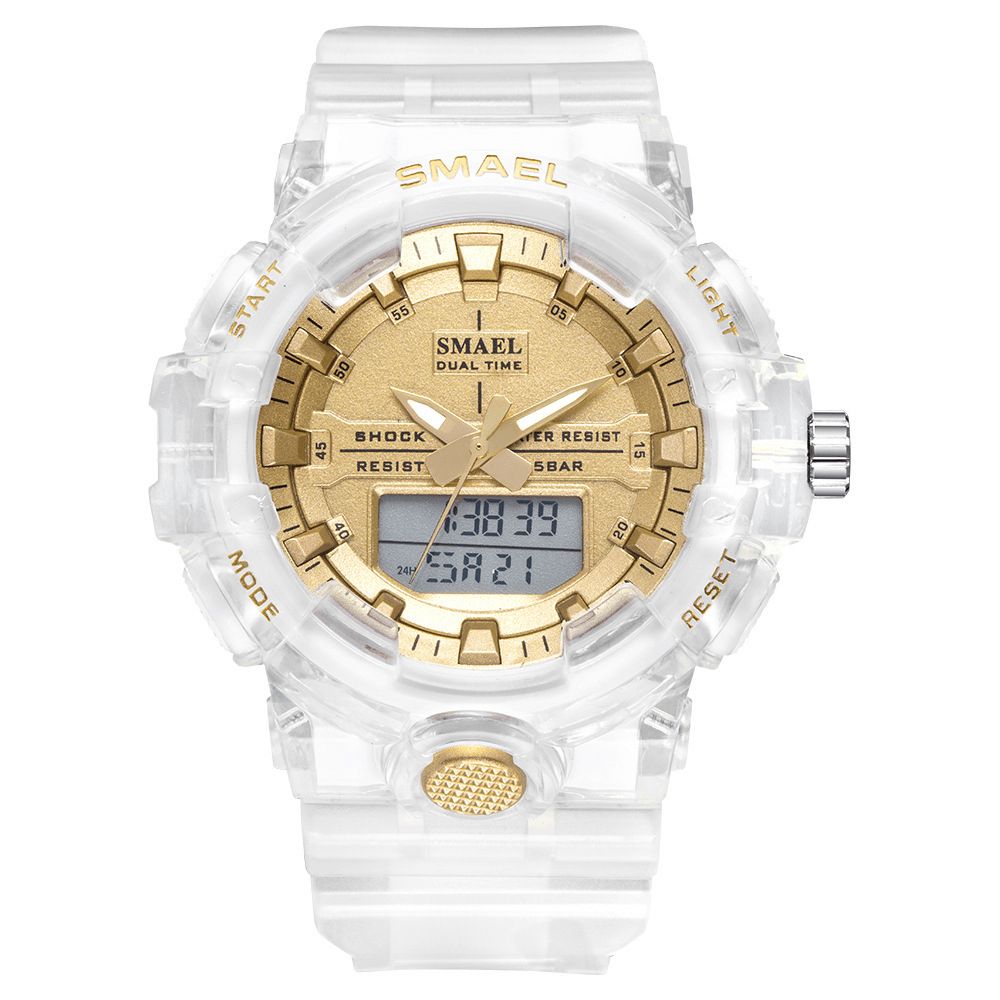 Smael 8025 Sport Heren Digitaal Horloge Dual Time Datum Week Display Chronograaf 5Atm Waterdicht Outdoor Dual Display Horloge