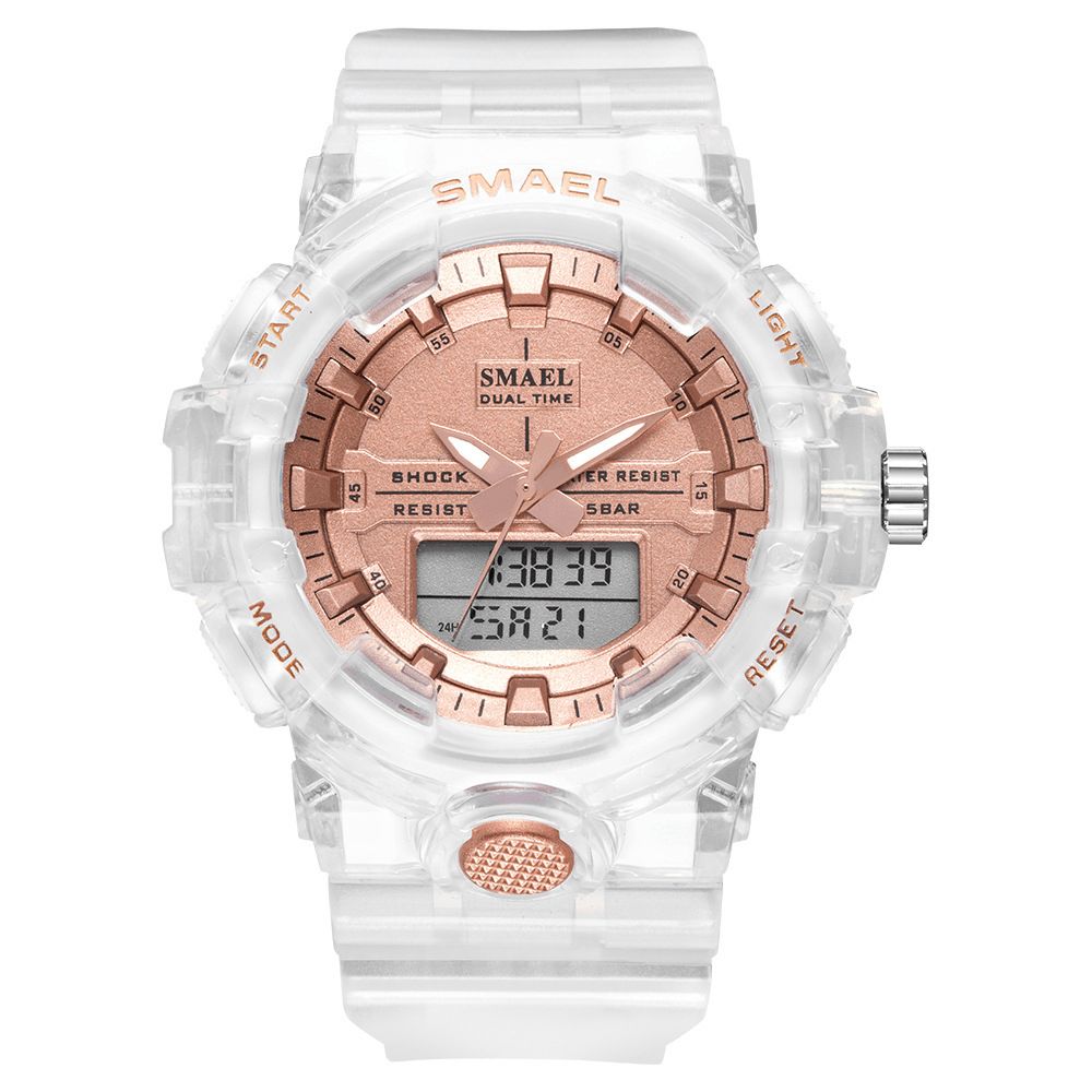 Smael 8025 Sport Heren Digitaal Horloge Dual Time Datum Week Display Chronograaf 5Atm Waterdicht Outdoor Dual Display Horloge