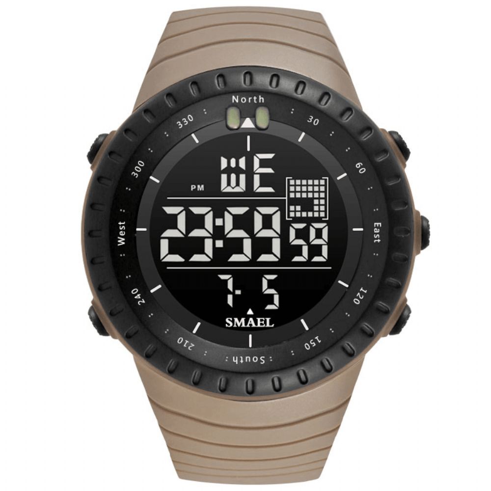 Smael Outdoor Led-Display Digitaal Horloge Multifunctioneel Siliconen Band Sport Herenhorloge