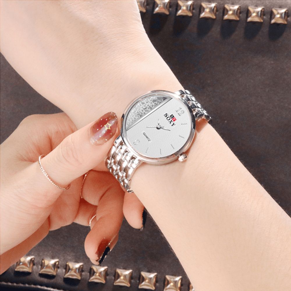 Soxy 0137 Crystal Casual Stijl Dames Polshorloge Uniek Design Quartz Horloge