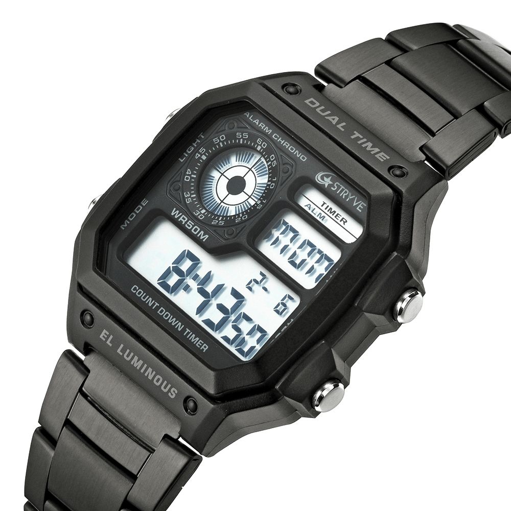 Stryve S8007 Lichtgevende Display Alarm Datum Weekweergave Countdown Heren Sport Digitaal Horloge