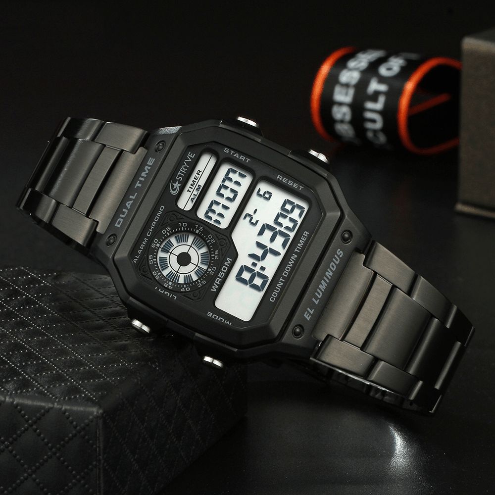 Stryve S8007 Lichtgevende Display Alarm Datum Weekweergave Countdown Heren Sport Digitaal Horloge