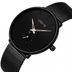 Stryve S9501 Fshion Heren Eenvoudige Wijzerplaat Volledig Mesh Stalen Band Onafhankelijke Tweede Wijzerplaat Quartz Horloge