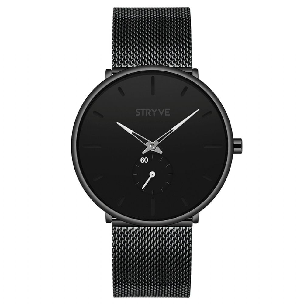 Stryve S9501 Fshion Heren Eenvoudige Wijzerplaat Volledig Mesh Stalen Band Onafhankelijke Tweede Wijzerplaat Quartz Horloge