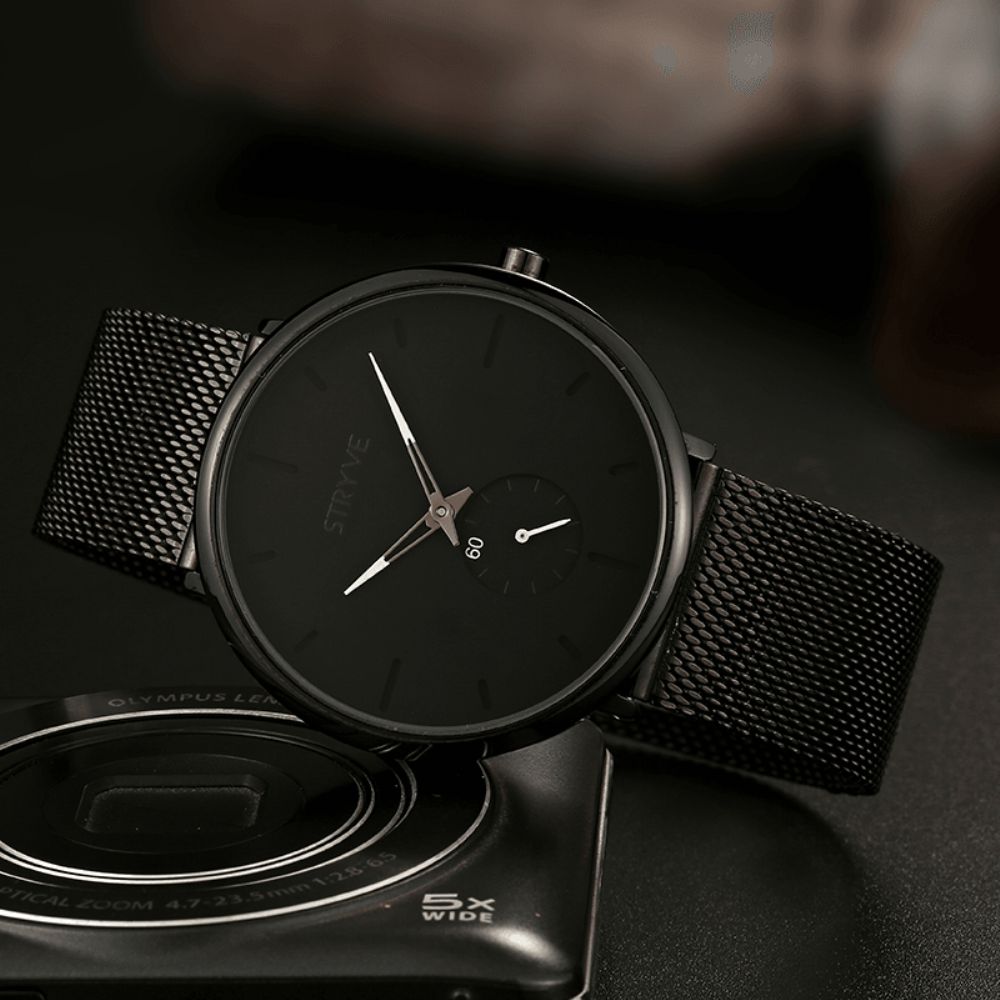 Stryve S9501 Fshion Heren Eenvoudige Wijzerplaat Volledig Mesh Stalen Band Onafhankelijke Tweede Wijzerplaat Quartz Horloge