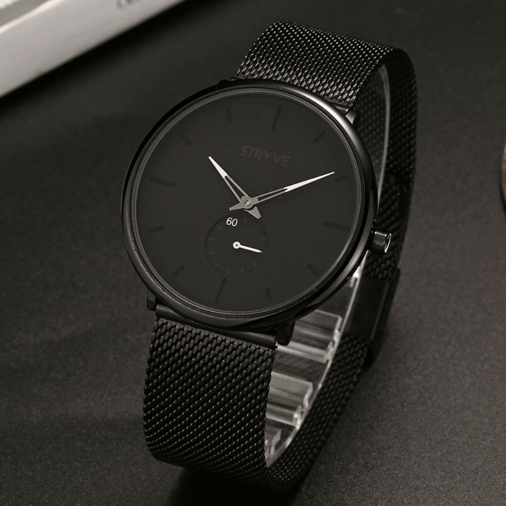 Stryve S9501 Fshion Heren Eenvoudige Wijzerplaat Volledig Mesh Stalen Band Onafhankelijke Tweede Wijzerplaat Quartz Horloge