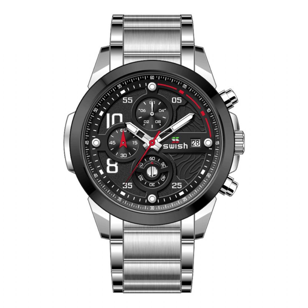 Swish 0108 Zakelijke 3Atm Waterdichte Lichtgevende Datumweergave Chronograaf Heren Quartz Horloge