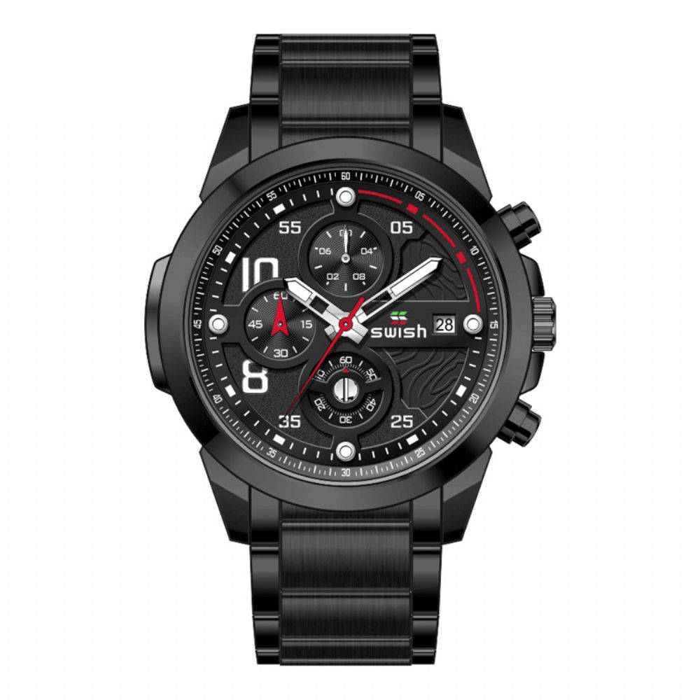 Swish 0108 Zakelijke 3Atm Waterdichte Lichtgevende Datumweergave Chronograaf Heren Quartz Horloge