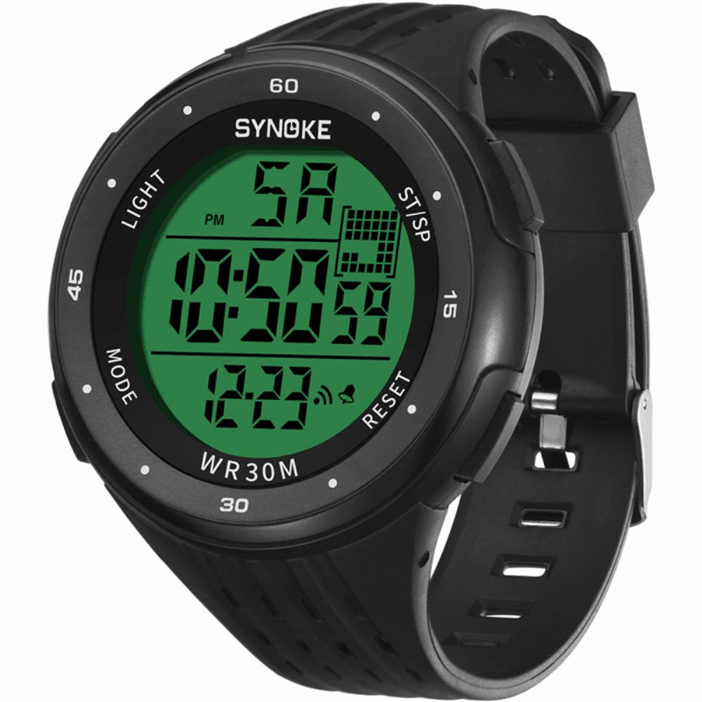 Synoke 9007 Sport Herenhorloge 3Atm Waterdicht Lichtgevend Display Elektronisch Digitaal Horloge Met Grote Wijzerplaat