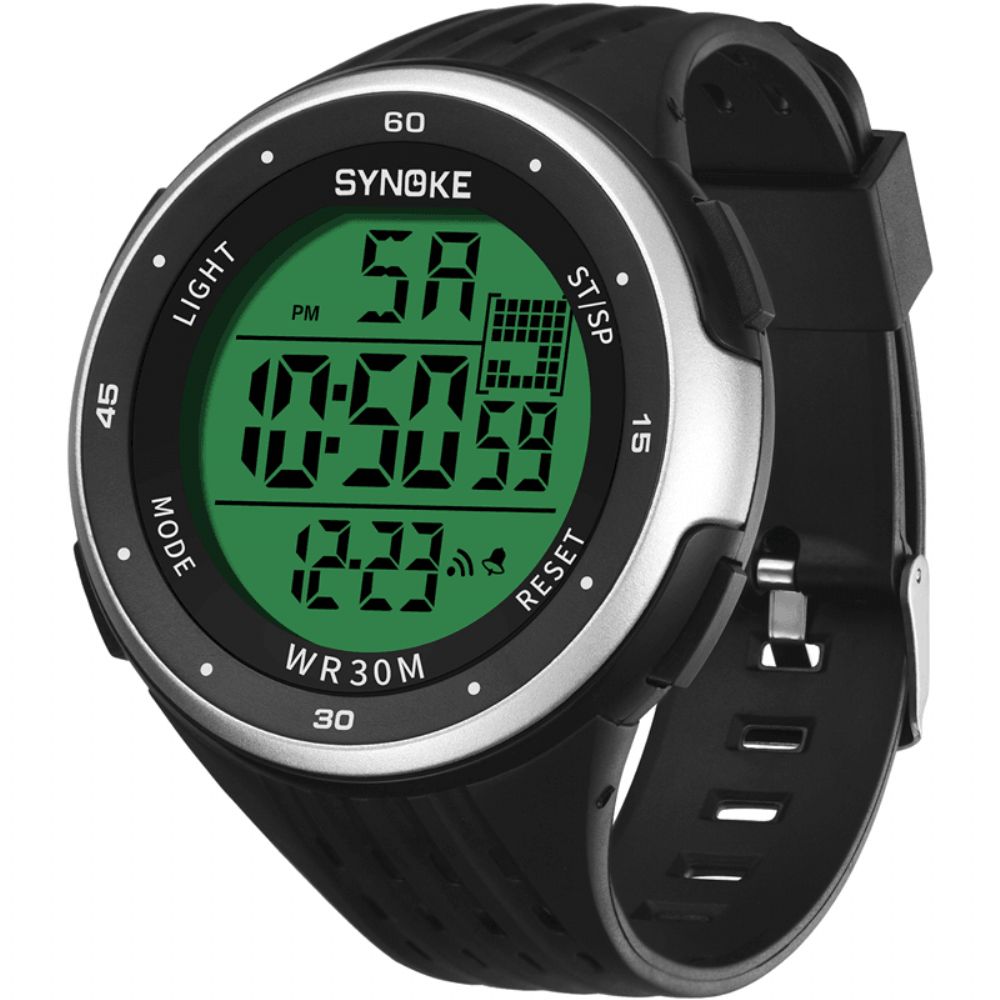 Synoke 9007 Sport Herenhorloge 3Atm Waterdicht Lichtgevend Display Elektronisch Digitaal Horloge Met Grote Wijzerplaat