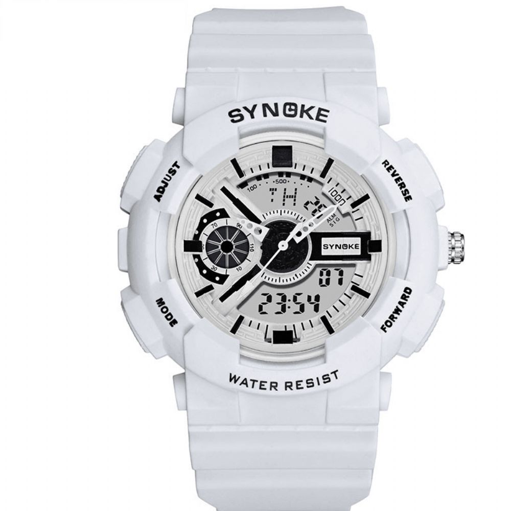 Synoke 9015 Dubbele Weergave Beweging Lichtgevend Alarm Kalender Sport Dual Display Digitaal Horloge Herenhorloge