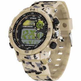 Synoke 9033 Sport Herenhorloge Waterdicht Lichtgevende Datum Weekweergave Camouflage Buiten Digitaal Horloge