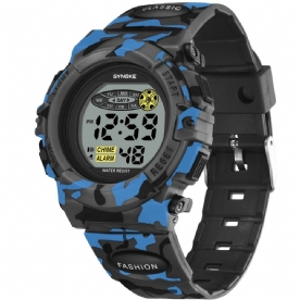 Synoke 9035 Kids Led Kleurrijk Lichtgevend Camouflage Sport Digitaal Horloge