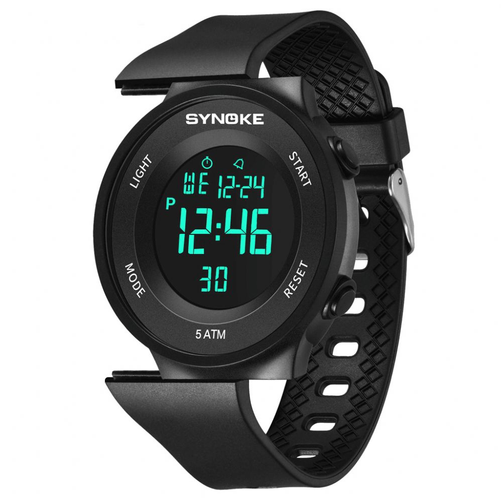 Synoke 9199 Mode Studentenhorloge 5Atm Waterdicht Lichtgevend Display Multifunctioneel Sport Digitaal Horloge