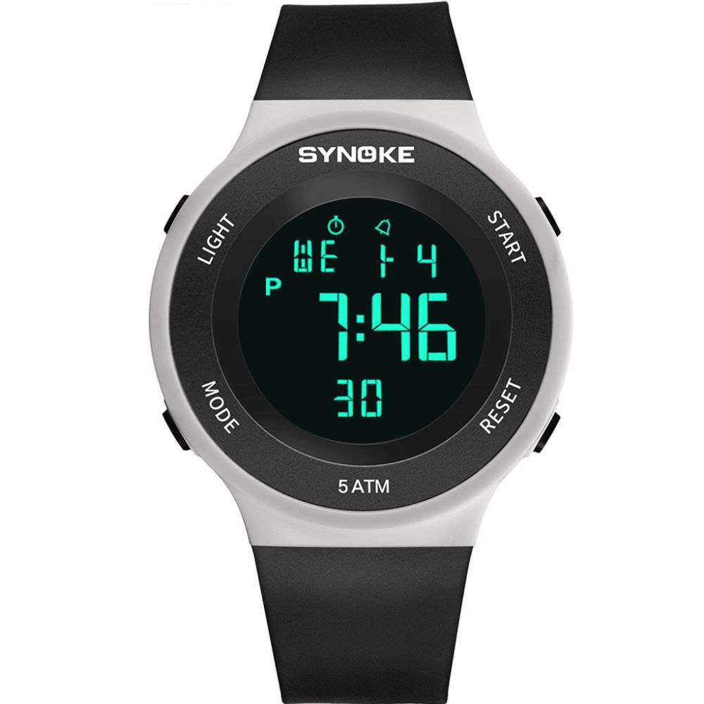 Synoke 9199 Mode Studentenhorloge 5Atm Waterdicht Lichtgevend Display Multifunctioneel Sport Digitaal Horloge