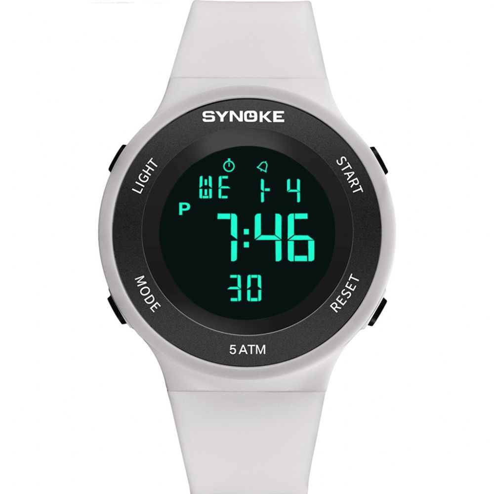 Synoke 9199 Mode Studentenhorloge 5Atm Waterdicht Lichtgevend Display Multifunctioneel Sport Digitaal Horloge