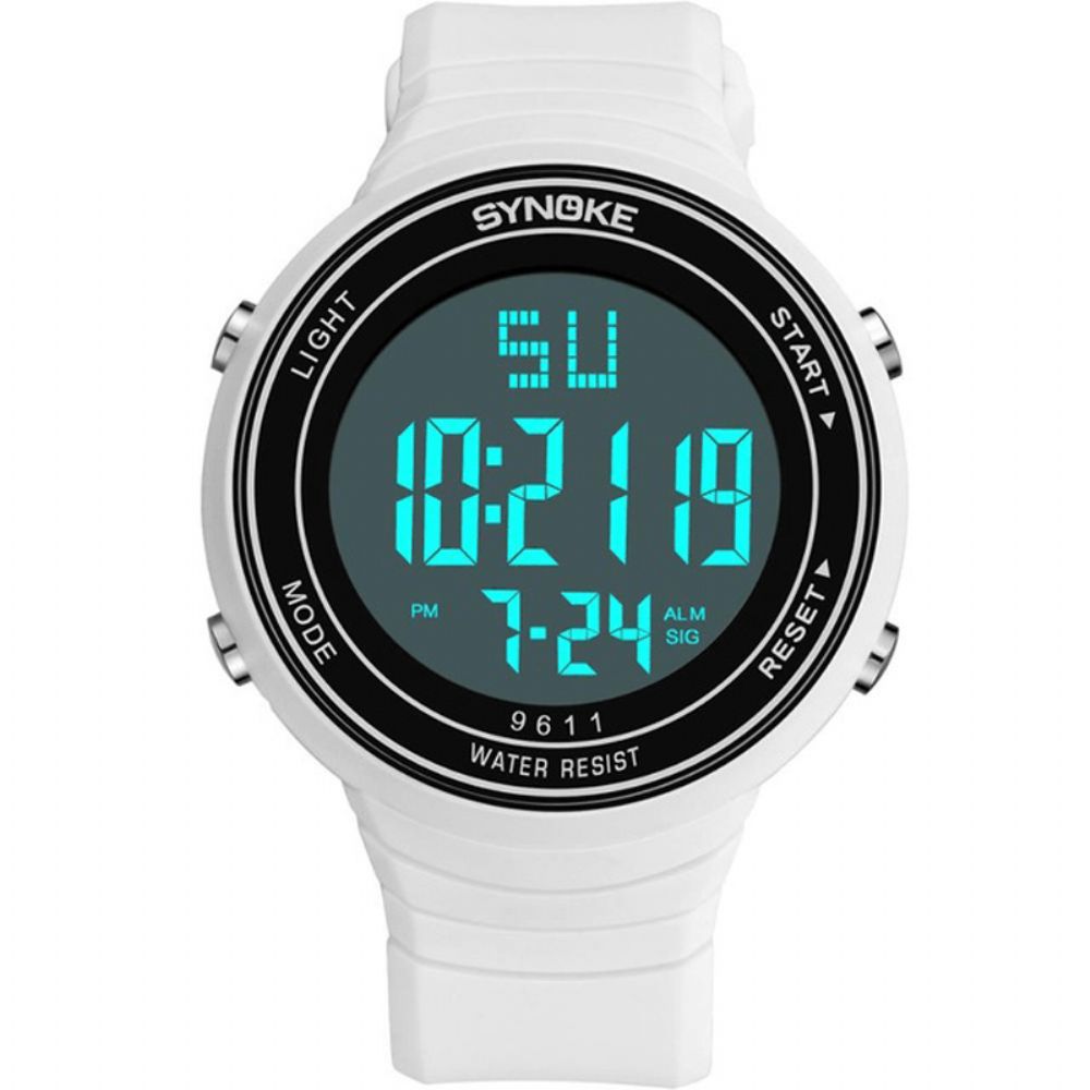 Synoke 9611 Outdoor Sport Herenhorloge Waterdicht Lichtgevend Display Grote Wijzerplaat Digitaal Horloge