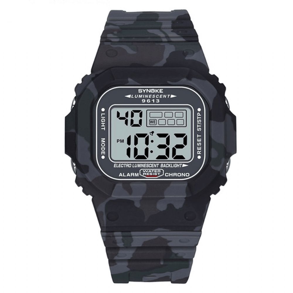 Synoke 9613 Outdoor Sport Herenhorloge 3Atm Waterdicht Lichtgevend Display Digitaal Horloge