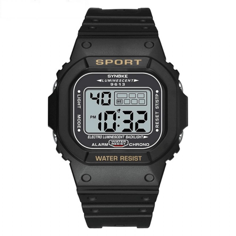 Synoke 9613 Outdoor Sport Herenhorloge 3Atm Waterdicht Lichtgevend Display Digitaal Horloge