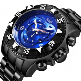 Temeite 020G Mode Herenhorloge Grote Wijzerplaat Lichtgevende Datumweergave Quartz Horloge