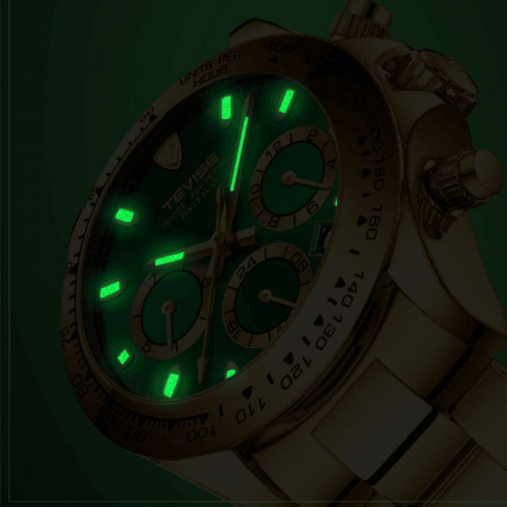 Tevise T822A Lichtgevende Display Zakelijke Stijl Heren Polshorloge Multifunctioneel Automatisch Mechanisch Horloge