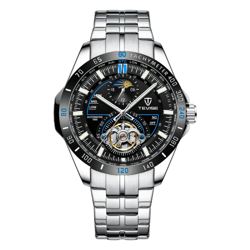 Tevise T855 Waterdicht Volledig Stalen Automatisch Mechanisch Horloge Zakelijke Stijl Herenhorloge