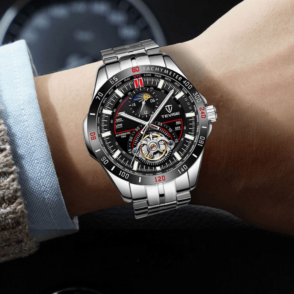 Tevise T855 Waterdicht Volledig Stalen Automatisch Mechanisch Horloge Zakelijke Stijl Herenhorloge