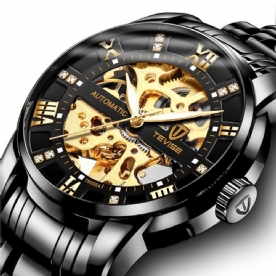 Tevise T9005A Mode Heren Automatisch Horloge Hollow-Carved Design Waterdicht Lichtgevend Mechanisch Horloge