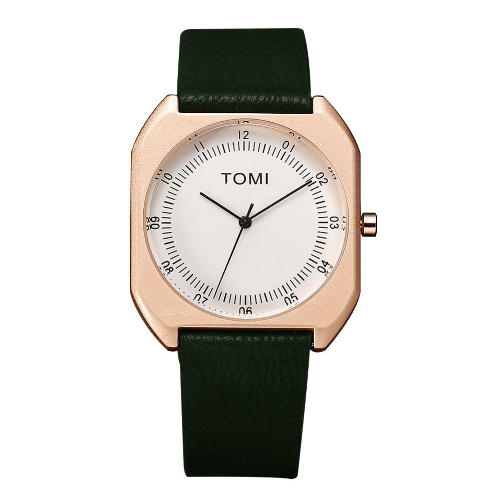 Tomi Mode Herenhorloge Ultradunne Wijzerplaat Casual Lederen Band Quartz Horloge