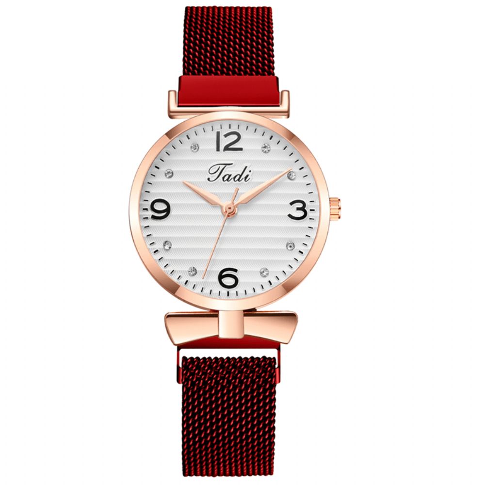 Trendy Eenvoudig Elegant Ontwerp Wilde Dameshorloges Legering Mesh Band Rose Gold Alloy Case Quartz Horloge