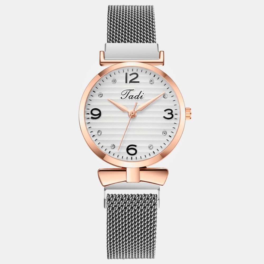 Trendy Eenvoudig Elegant Ontwerp Wilde Dameshorloges Legering Mesh Band Rose Gold Alloy Case Quartz Horloge