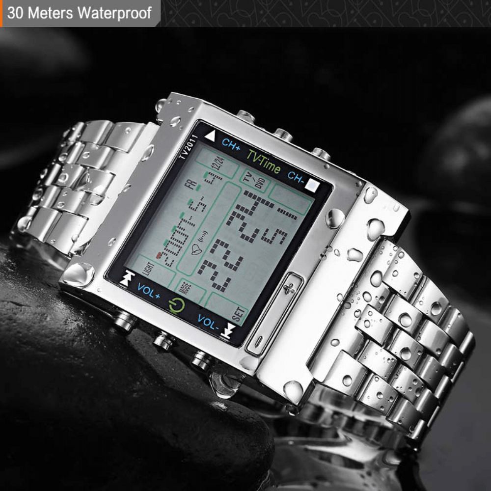 Tvg 2011 Volledig Stalen Waterdicht Alarm Digitaal Horloge Led-Display Sport Heren Polshorloge