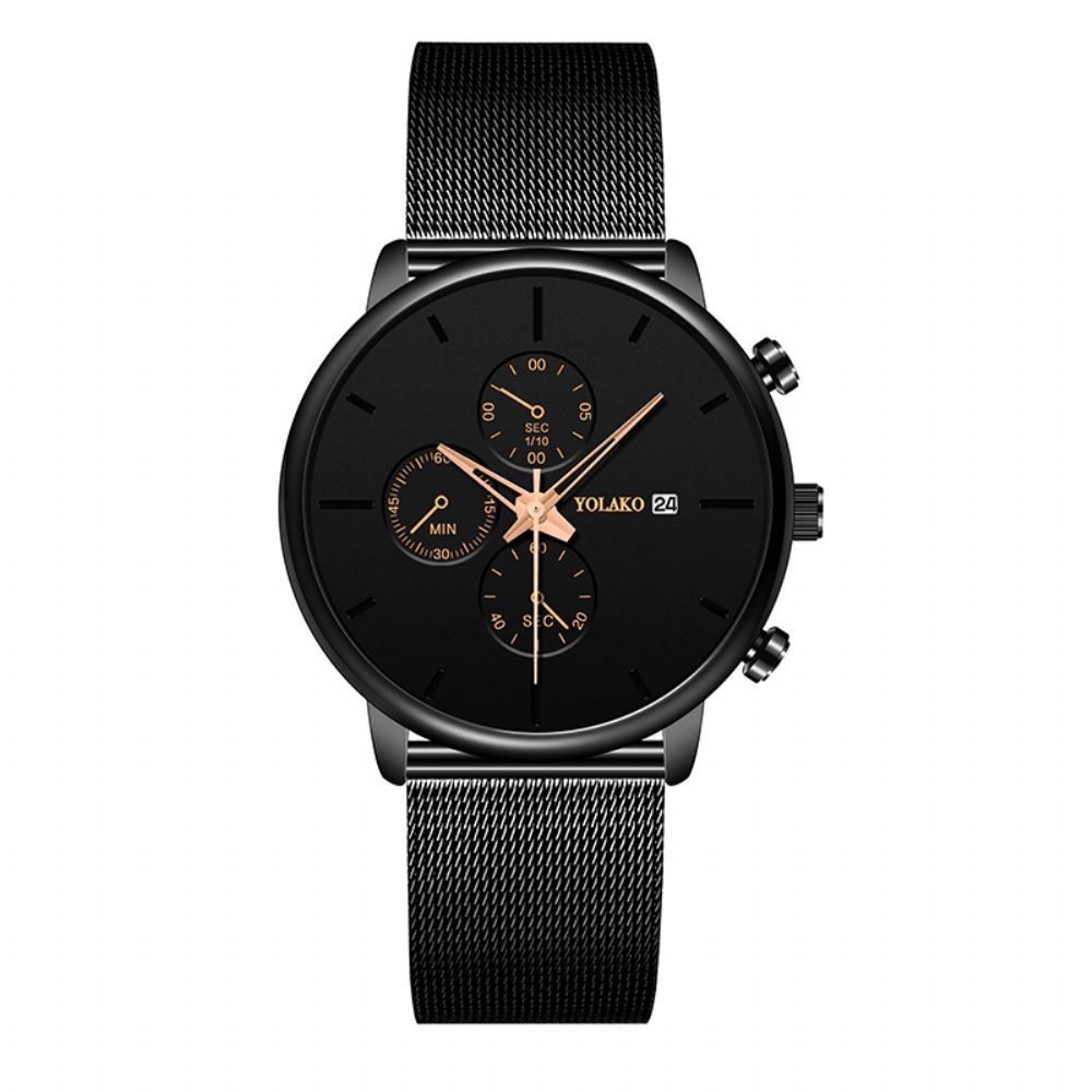 Ultra Dunne Casual Stijl Heren Polshorloge Mesh Roestvrij Stalen Band Quartz Horloges