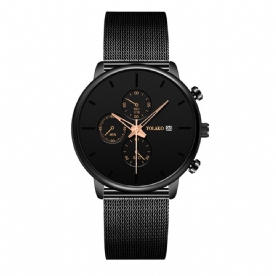 Ultra Dunne Casual Stijl Heren Polshorloge Mesh Roestvrij Stalen Band Quartz Horloges