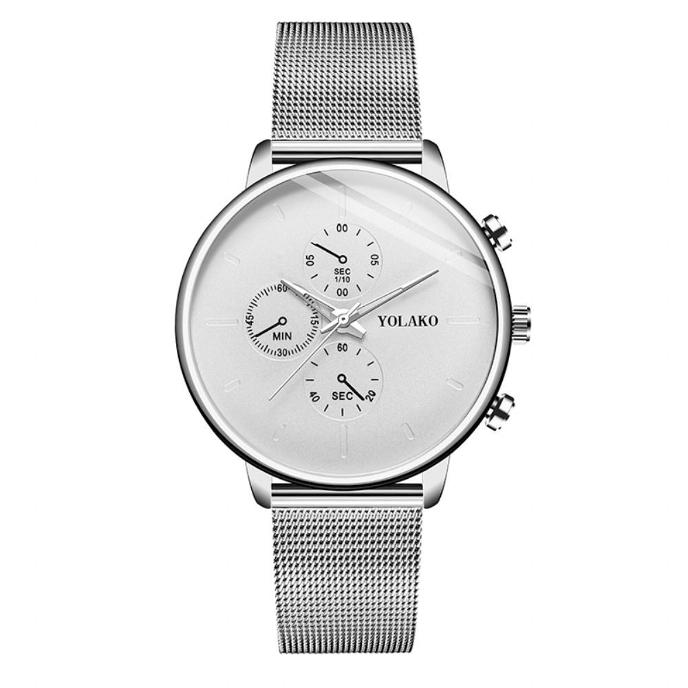 Ultra Dunne Casual Stijl Heren Polshorloge Mesh Roestvrij Stalen Band Quartz Horloges