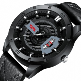 Va Va Voom Va-201 Mode Herenhorloge 3Atm Waterdicht Datumweergave Hollow Dial Quartz Horloge